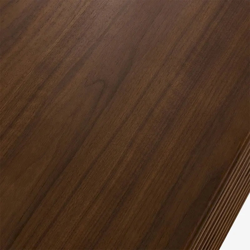Meuble TV minimaliste avec tiroirs, console multimédia en bois massif avec placards, porte abattante, placage noyer, entièrement assemblé