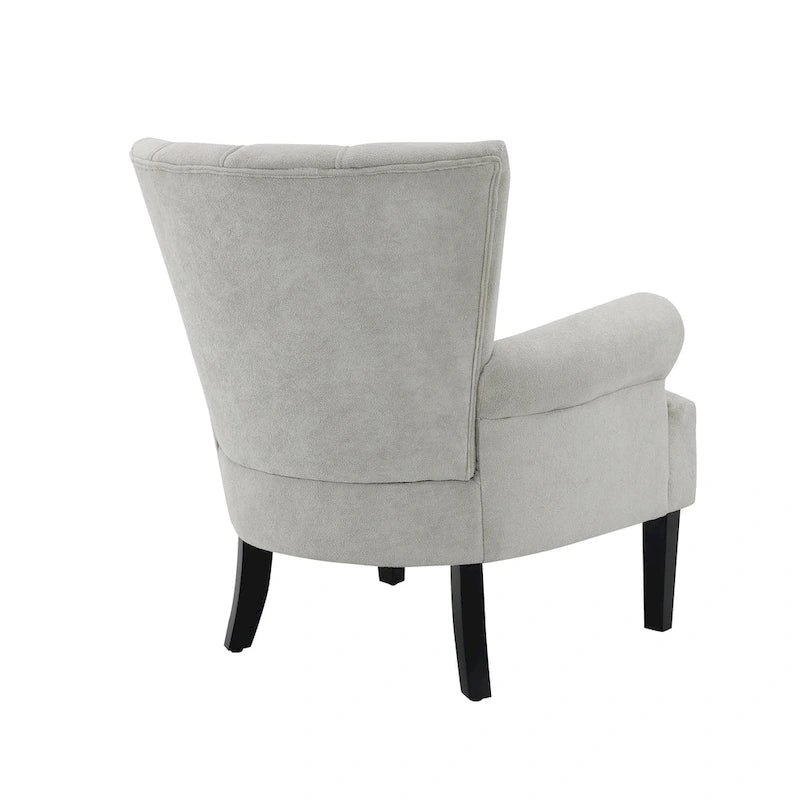 Fauteuil d'appoint à oreilles, accoudoirs arrondis, tissu doux, rembourrage en mousse, beige