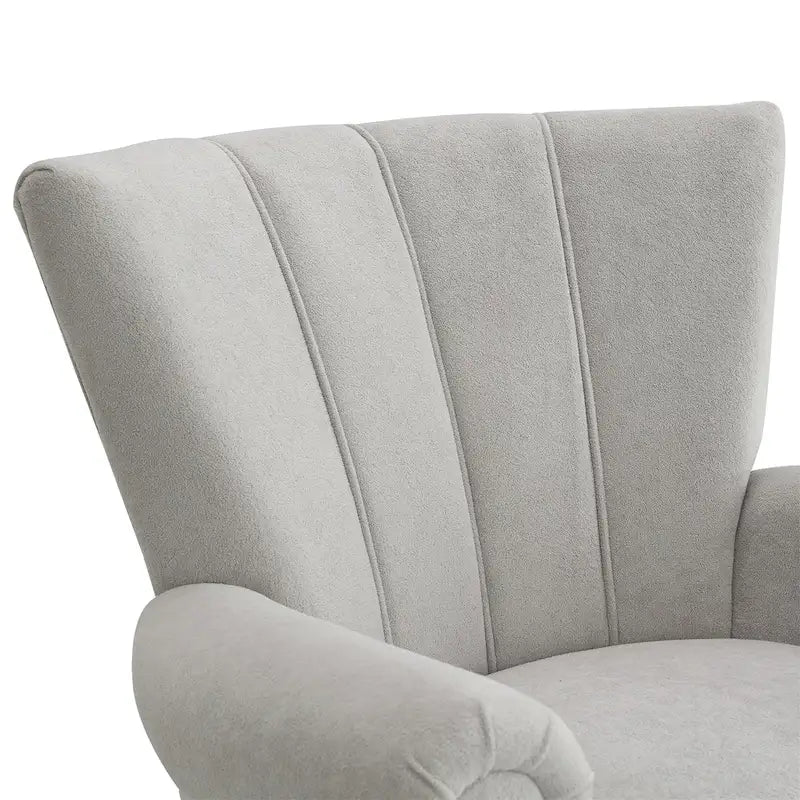 Fauteuil d'appoint à oreilles, accoudoirs arrondis, tissu doux, rembourrage en mousse, beige
