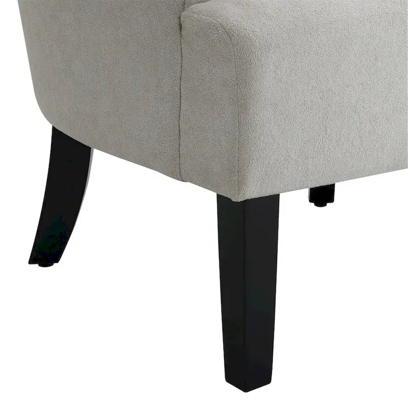Fauteuil d'appoint à oreilles, accoudoirs arrondis, tissu doux, rembourrage en mousse, beige