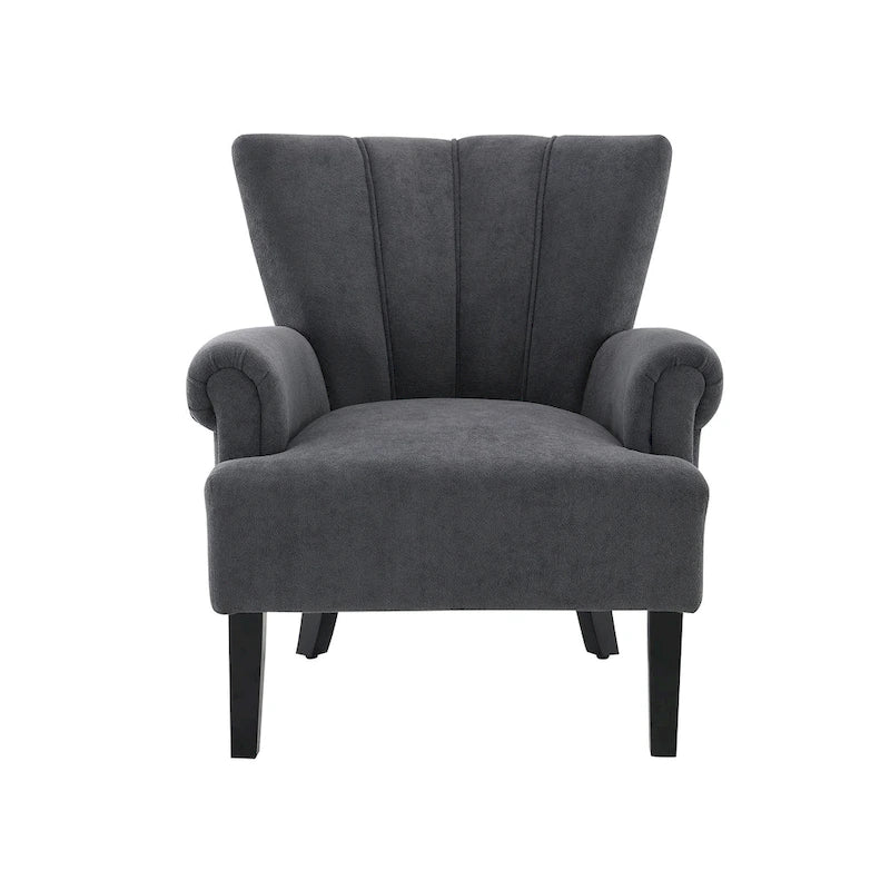 Fauteuil d'appoint à oreilles, accoudoirs arrondis, tissu doux, rembourrage en mousse, beige