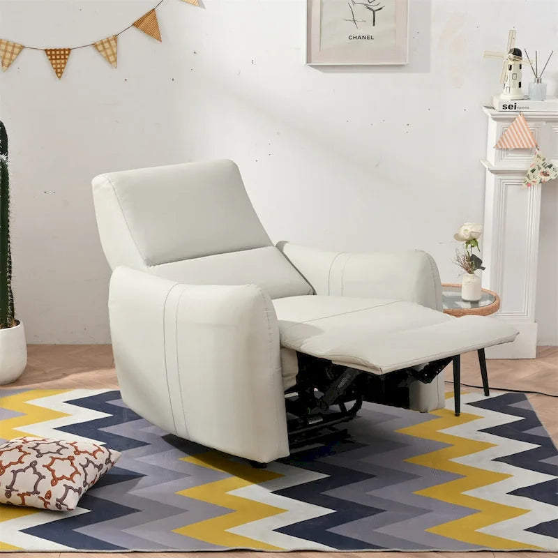 Fauteuil inclinable électrique mural en similicuir avec port de chargement USB gris clair et gris bleu