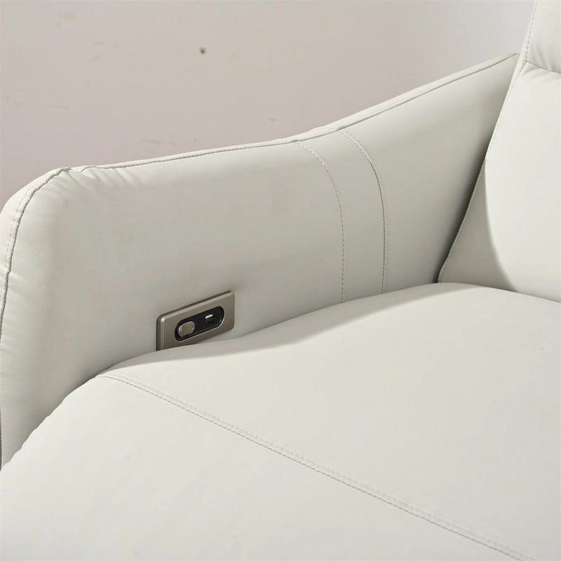Fauteuil inclinable électrique mural en similicuir avec port de chargement USB gris clair et gris bleu