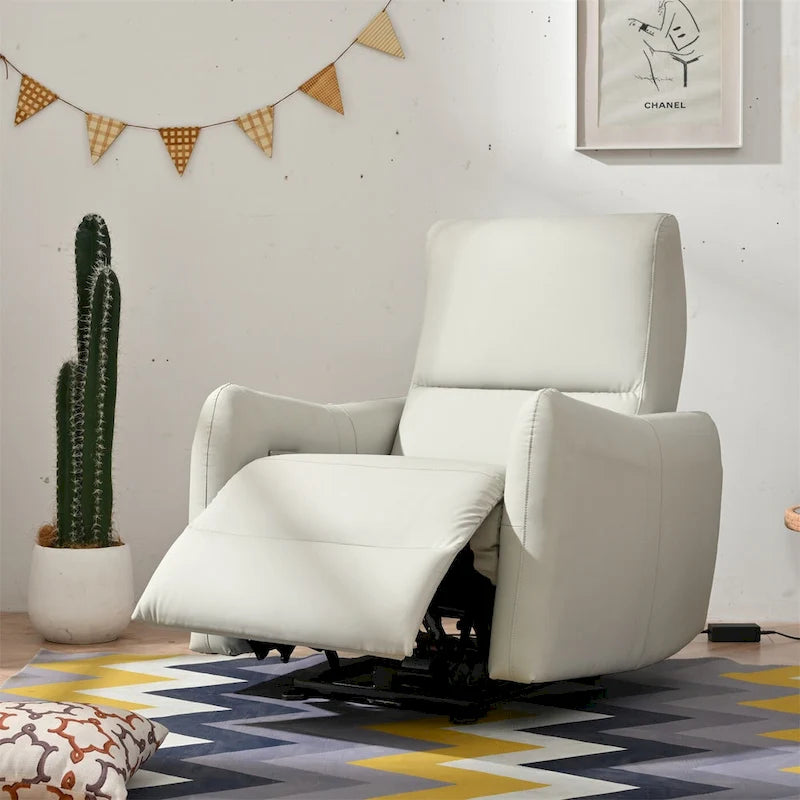 Fauteuil inclinable électrique mural en similicuir avec port de chargement USB gris clair et gris bleu