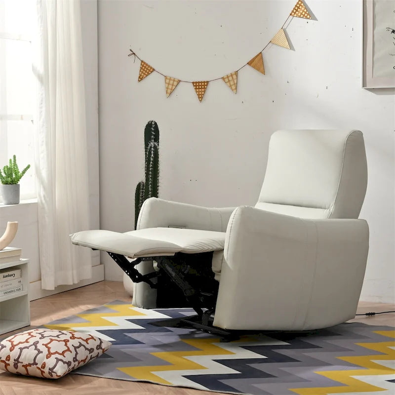 Fauteuil inclinable électrique mural en similicuir avec port de chargement USB gris clair et gris bleu