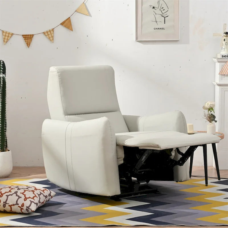 Fauteuil inclinable électrique mural en similicuir avec port de chargement USB gris clair et gris bleu