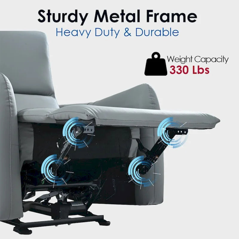 Fauteuil inclinable électrique mural en similicuir avec port de chargement USB gris clair et gris bleu