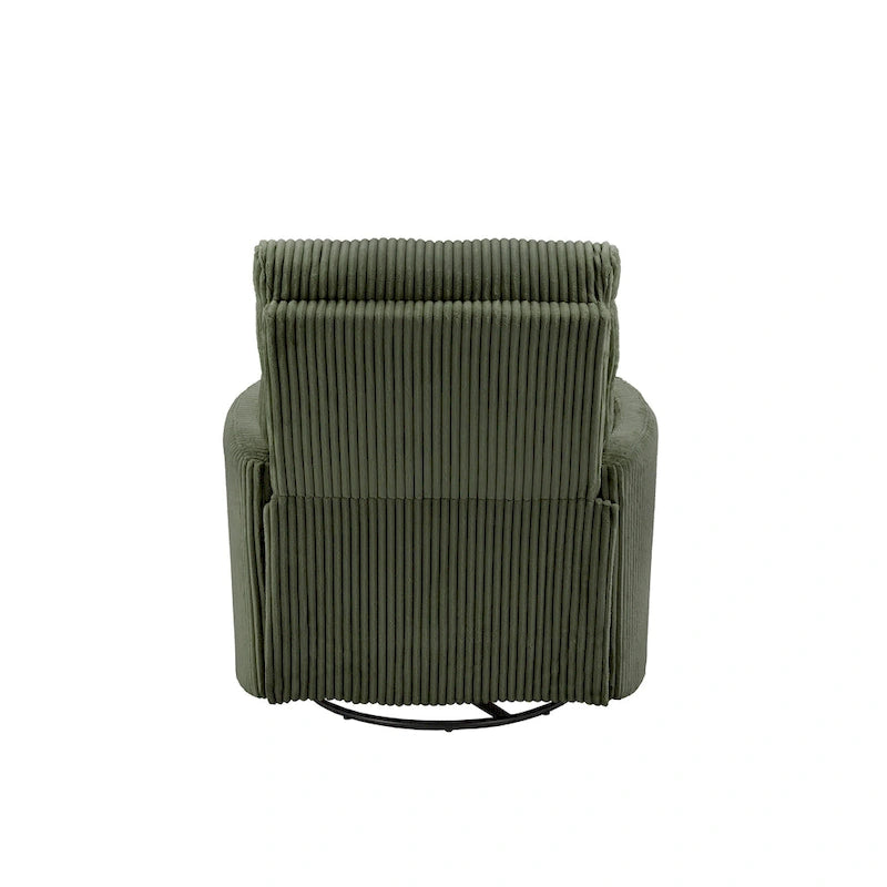 Fauteuil inclinable pivotant et coulissant manuel en velours côtelé beige gris foncé vert