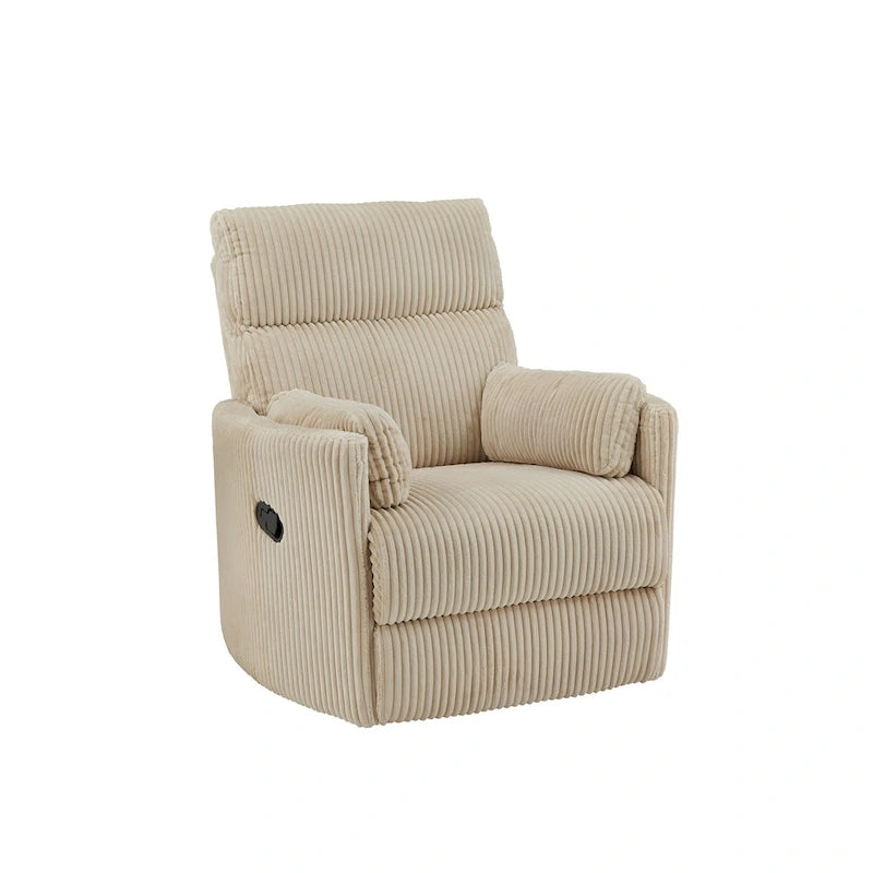 Fauteuil inclinable pivotant et coulissant manuel en velours côtelé beige gris foncé vert
