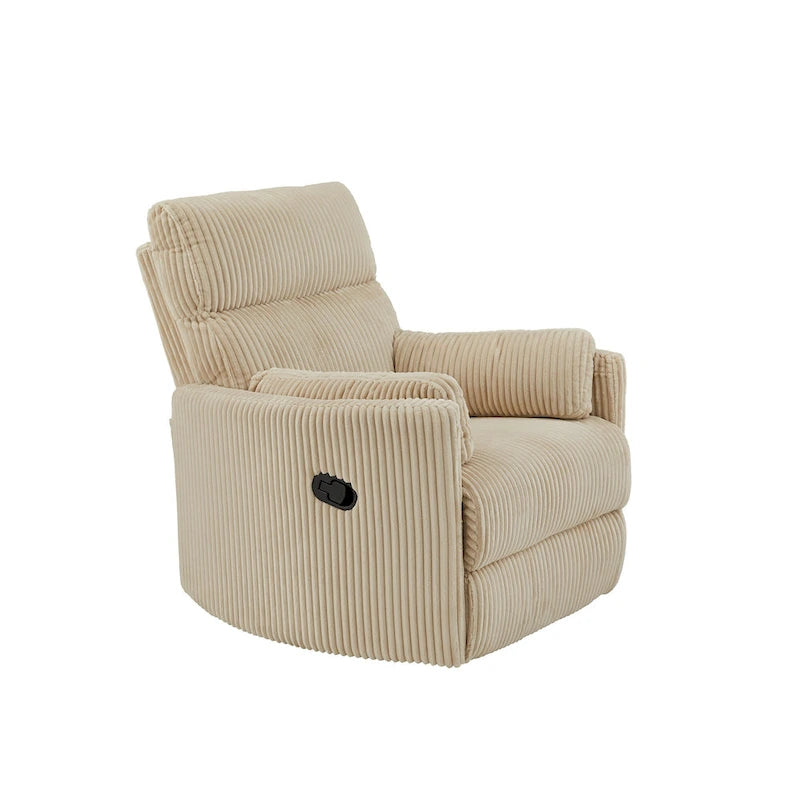 Fauteuil inclinable pivotant et coulissant manuel en velours côtelé beige gris foncé vert