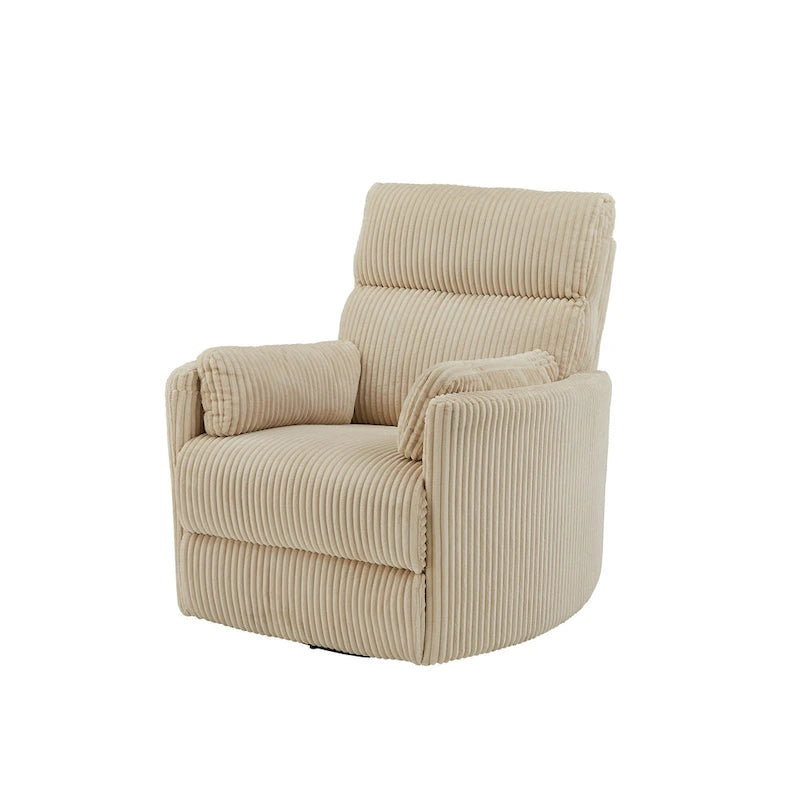 Fauteuil inclinable pivotant et coulissant manuel en velours côtelé beige gris foncé vert
