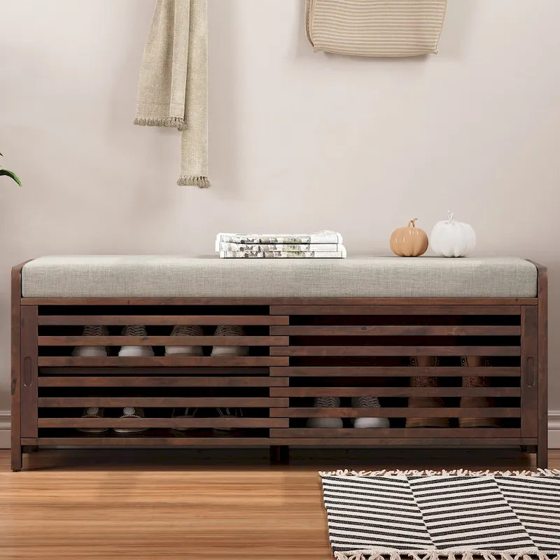 Banc de rangement pour chaussures à persiennes avec siège rembourré multicolore