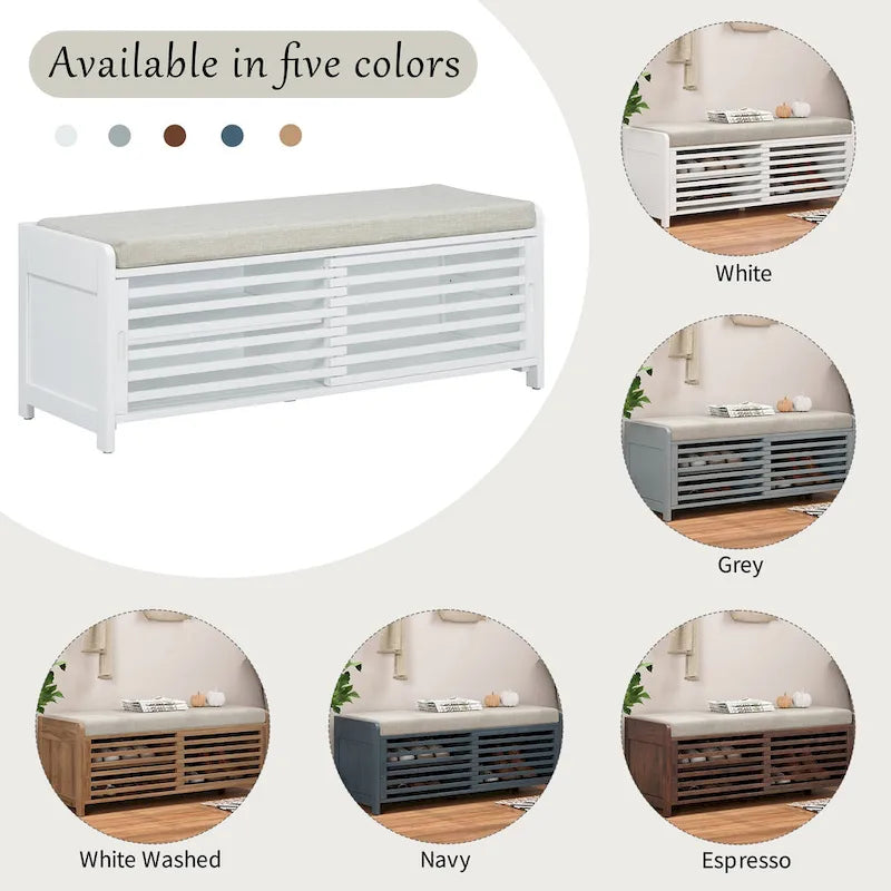 Banc de rangement pour chaussures à persiennes avec siège rembourré multicolore