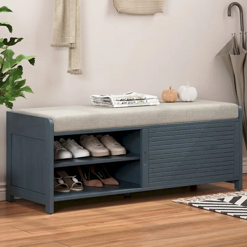 Banc de rangement pour chaussures à persiennes avec siège rembourré multicolore