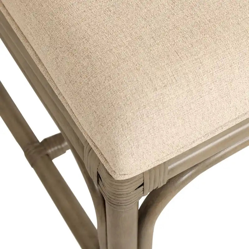 Chaise de salle à manger Chippendale coussinée en rotin tressé à la main blanc gris