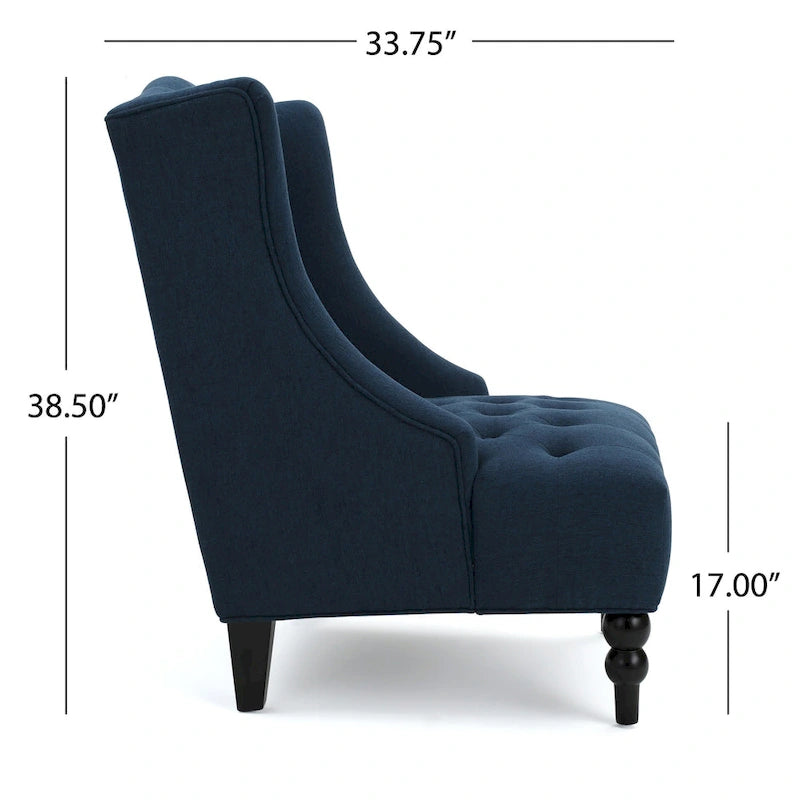 Fauteuil club capitonné à dossier haut avec accoudoirs, surpiqûres à losanges et boutons, argent