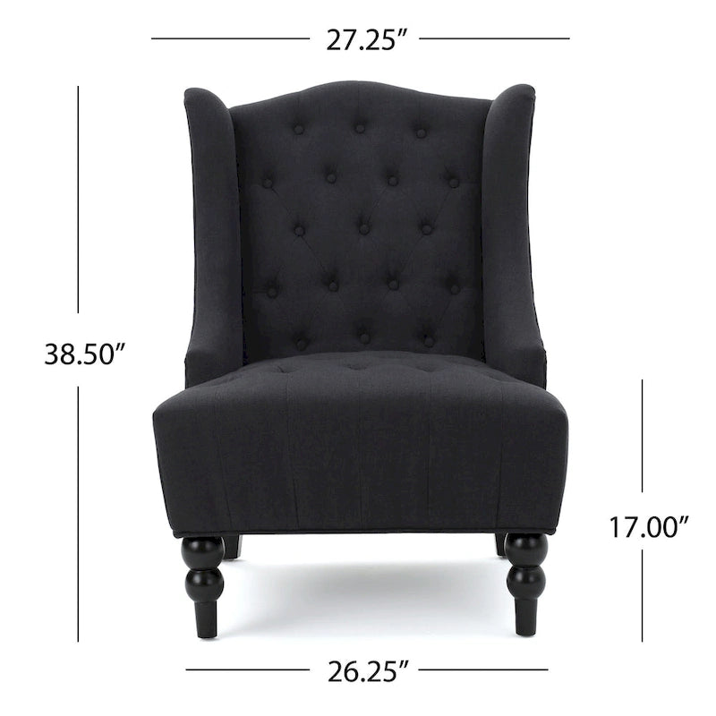 Fauteuil club capitonné à dossier haut avec accoudoirs, surpiqûres à losanges et boutons, argent