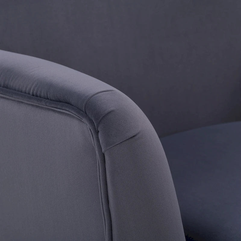 Fauteuil d'appoint dossier haut en velours avec accoudoirs évasés et pieds en métal