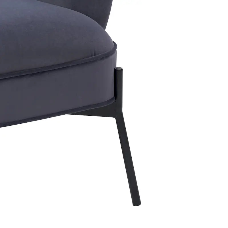 Fauteuil d'appoint dossier haut en velours avec accoudoirs évasés et pieds en métal