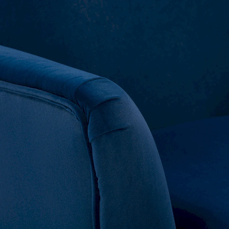 Fauteuil d'appoint dossier haut en velours avec accoudoirs évasés et pieds en métal