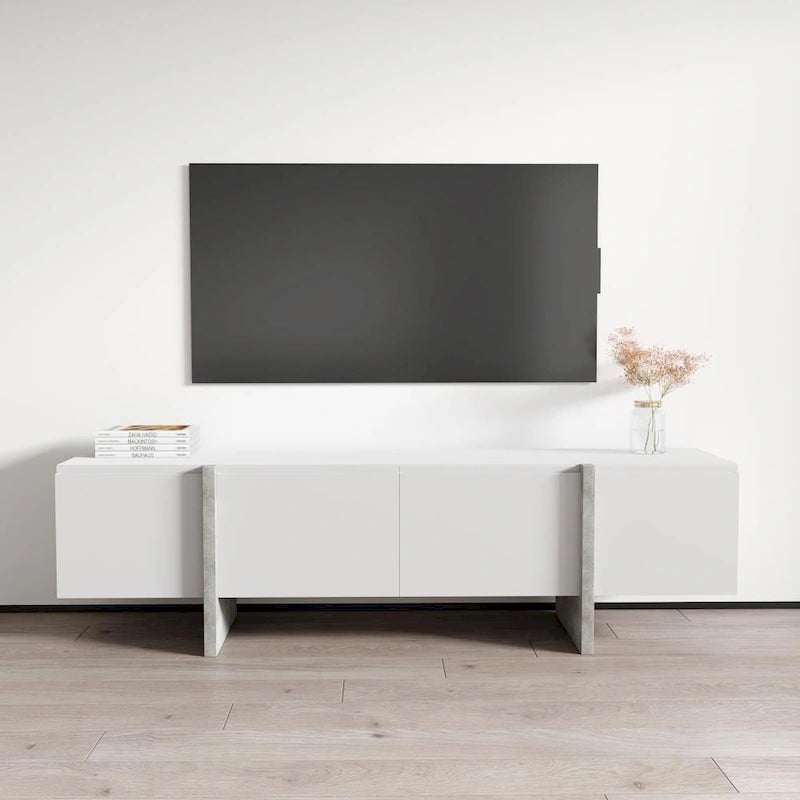Meuble TV mat en cachemire moderne avec pieds en métal noir