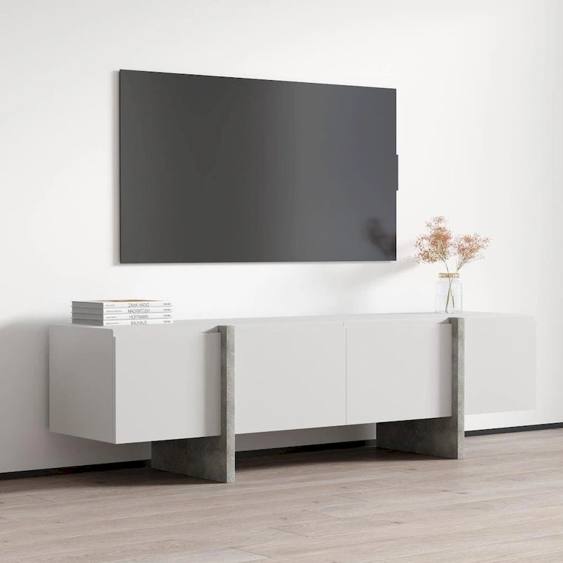 Meuble TV mat en cachemire moderne avec pieds en métal noir