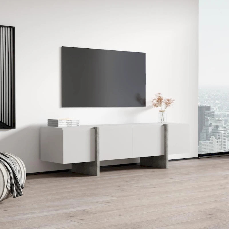 Meuble TV mat en cachemire moderne avec pieds en métal noir
