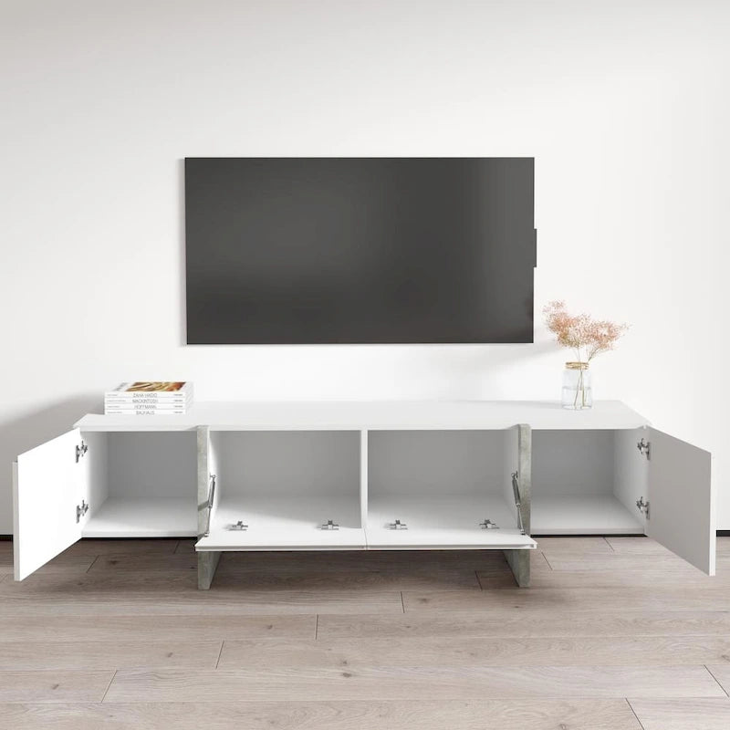 Meuble TV mat en cachemire moderne avec pieds en métal noir
