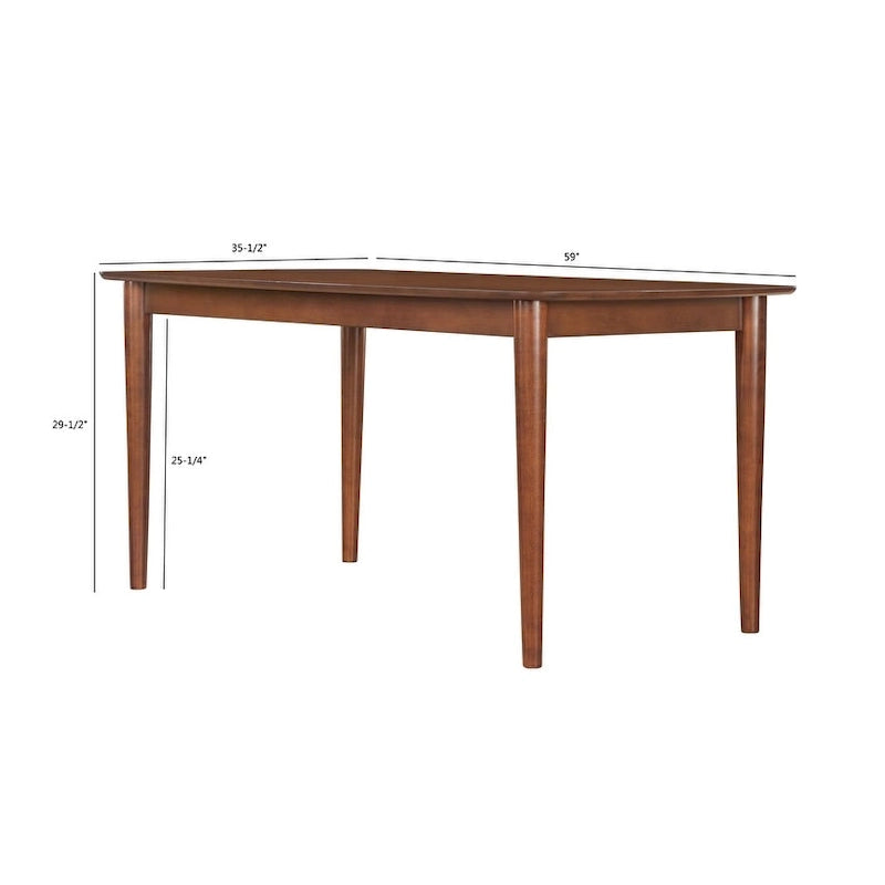 Table à manger rectangulaire en noyer avec pieds en bois massif et plateau en placage de bouleau