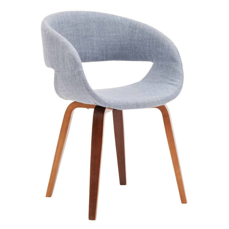 Chaise de salle à manger capitonnée en tissu de style Mid-Century Modern, pieds en bois de noyer, gris