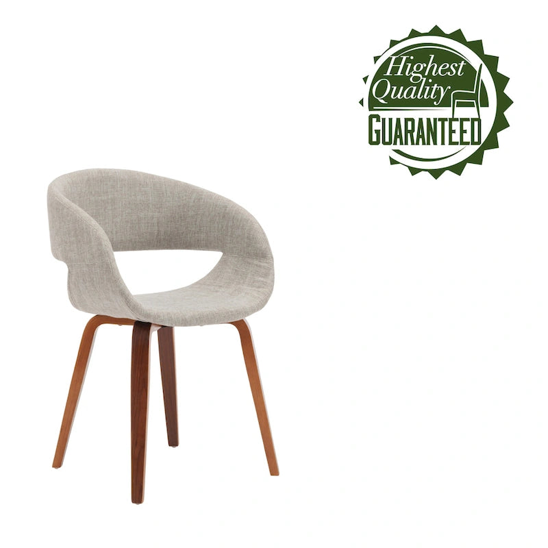 Chaise de salle à manger capitonnée en tissu de style Mid-Century Modern, pieds en bois de noyer, gris