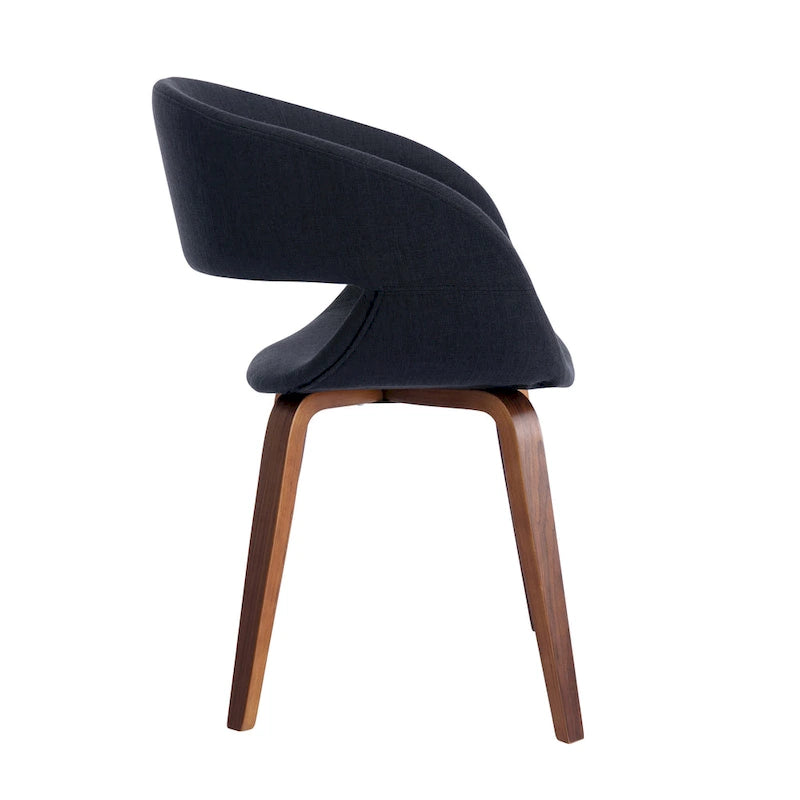 Chaise de salle à manger capitonnée en tissu de style Mid-Century Modern, pieds en bois de noyer, gris