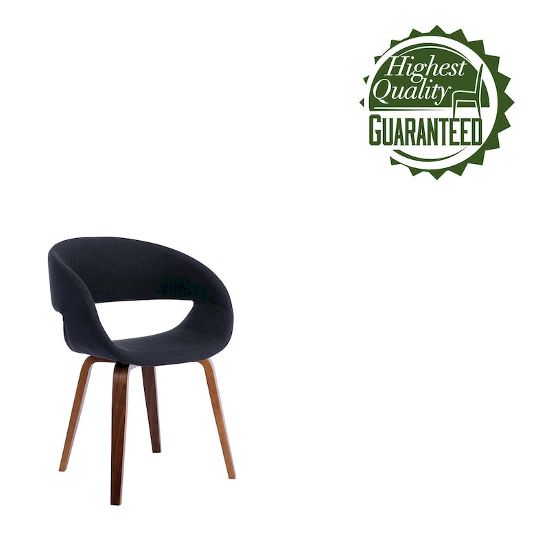 Chaise de salle à manger capitonnée en tissu de style Mid-Century Modern, pieds en bois de noyer, gris