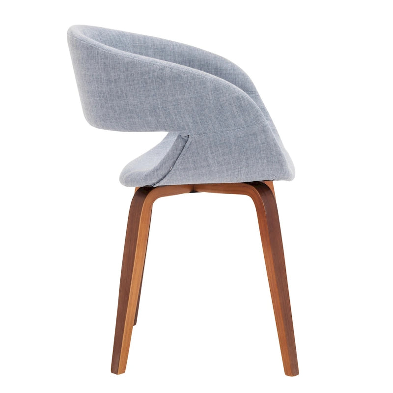 Chaise de salle à manger capitonnée en tissu de style Mid-Century Modern, pieds en bois de noyer, gris