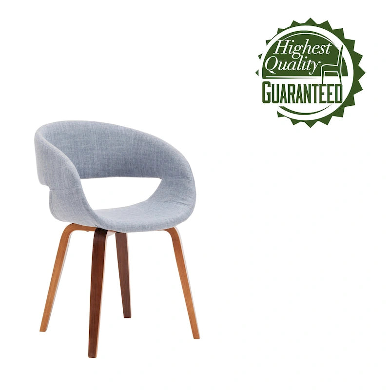 Chaise de salle à manger capitonnée en tissu de style Mid-Century Modern, pieds en bois de noyer, gris