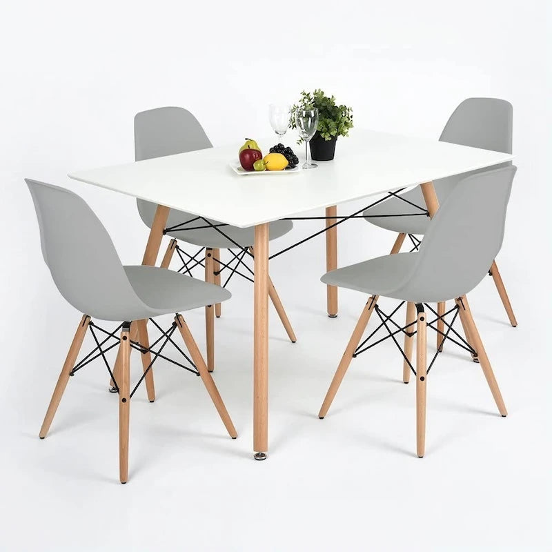Chaise de salle à manger ergonomique incurvée Pieds en bois massif Plastique moulé Gris Blanc Noir