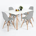 Chaise de salle à manger ergonomique incurvée Pieds en bois massif Plastique moulé Gris Blanc Noir
