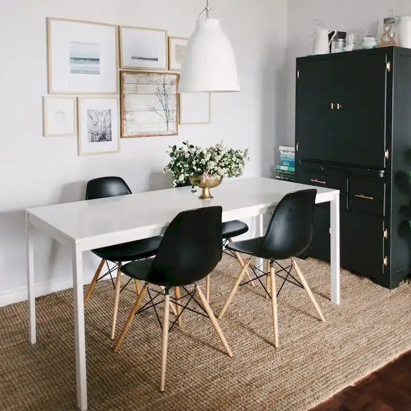 Chaise de salle à manger ergonomique incurvée Pieds en bois massif Plastique moulé Gris Blanc Noir