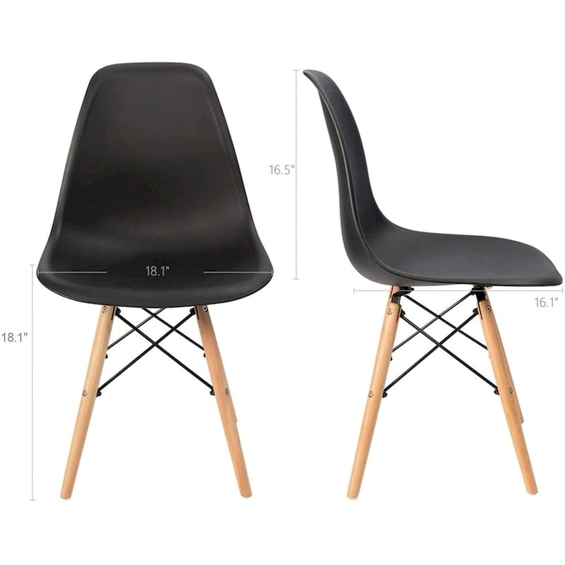 Chaise de salle à manger ergonomique incurvée Pieds en bois massif Plastique moulé Gris Blanc Noir