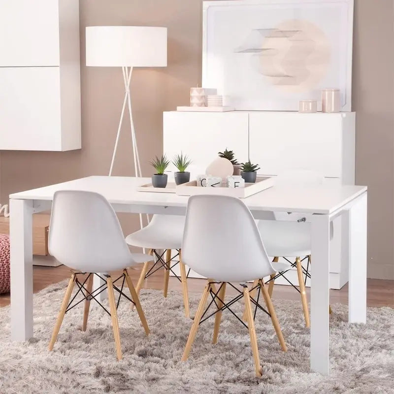 Chaise de salle à manger ergonomique incurvée Pieds en bois massif Plastique moulé Gris Blanc Noir