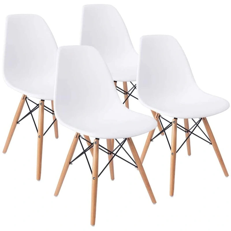 Chaise de salle à manger ergonomique incurvée Pieds en bois massif Plastique moulé Gris Blanc Noir