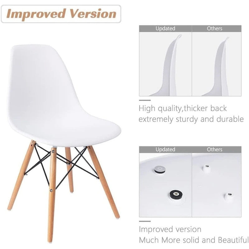 Chaise de salle à manger ergonomique incurvée Pieds en bois massif Plastique moulé Gris Blanc Noir