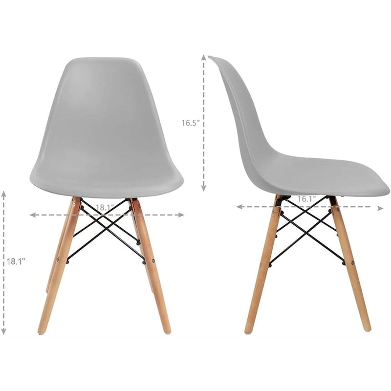 Chaise de salle à manger ergonomique incurvée Pieds en bois massif Plastique moulé Gris Blanc Noir