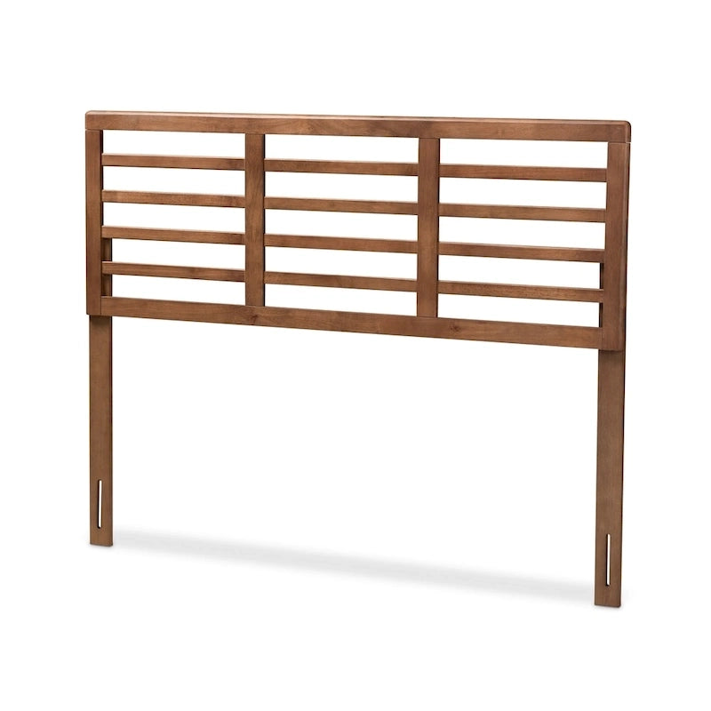 Tête de lit en bois à lattes ouvertes, noyer brun, style Mid-Century, pour chambre à coucher