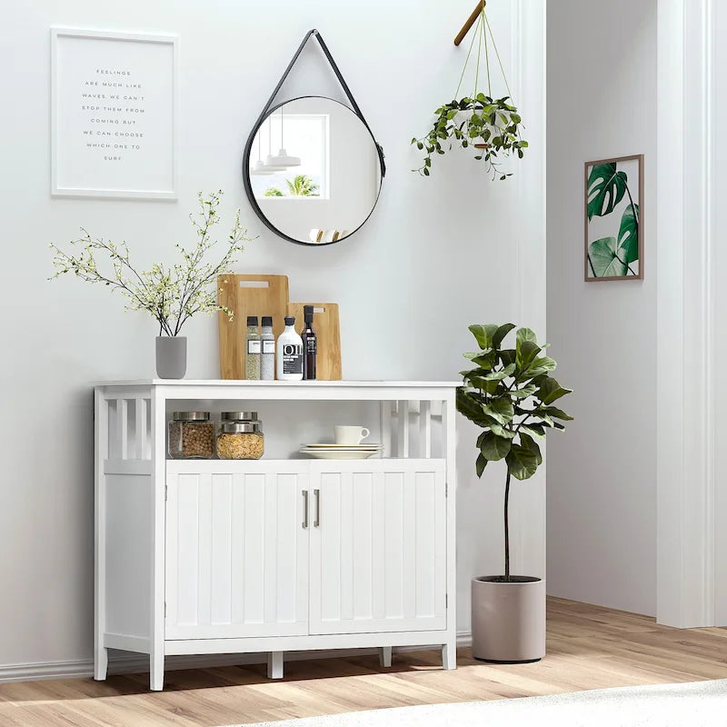 Meuble Buffet Moderne avec 2 Portes Étagères Réglables Blanc Noir Gris