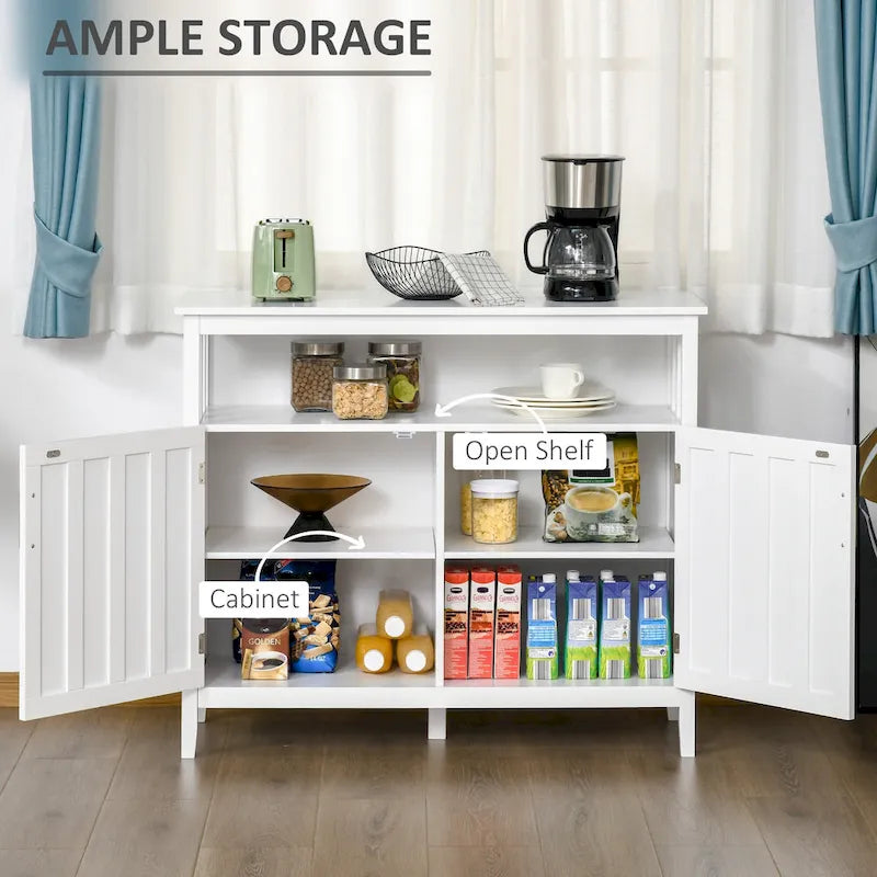 Meuble Buffet Moderne avec 2 Portes Étagères Réglables Blanc Noir Gris