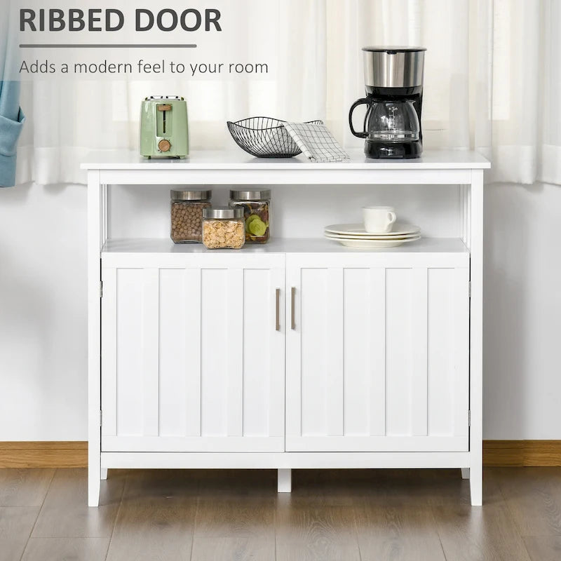 Meuble Buffet Moderne avec 2 Portes Étagères Réglables Blanc Noir Gris