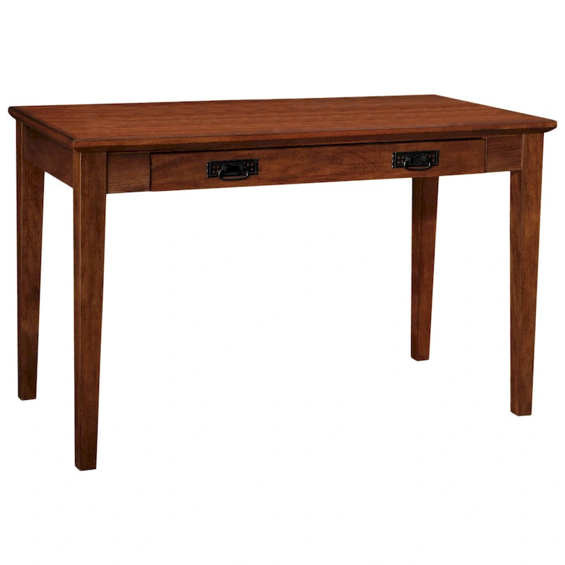 Bureau d'écriture en bois massif avec tiroir de clavier rabattable, finition chêne Mission