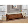 Banc de rangement avec coussin capitonné et tiroirs à queue d'aronde, Érable miel et Blanc craie