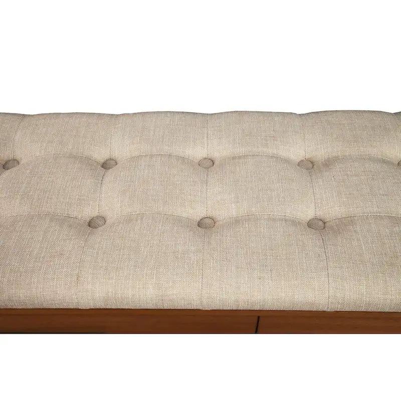 Banc de rangement avec coussin capitonné et tiroirs à queue d'aronde, Érable miel et Blanc craie